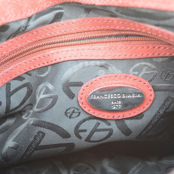 Francesco Biasia ruby red patent leather purse with suede interior front flap - Picture 10 of 11